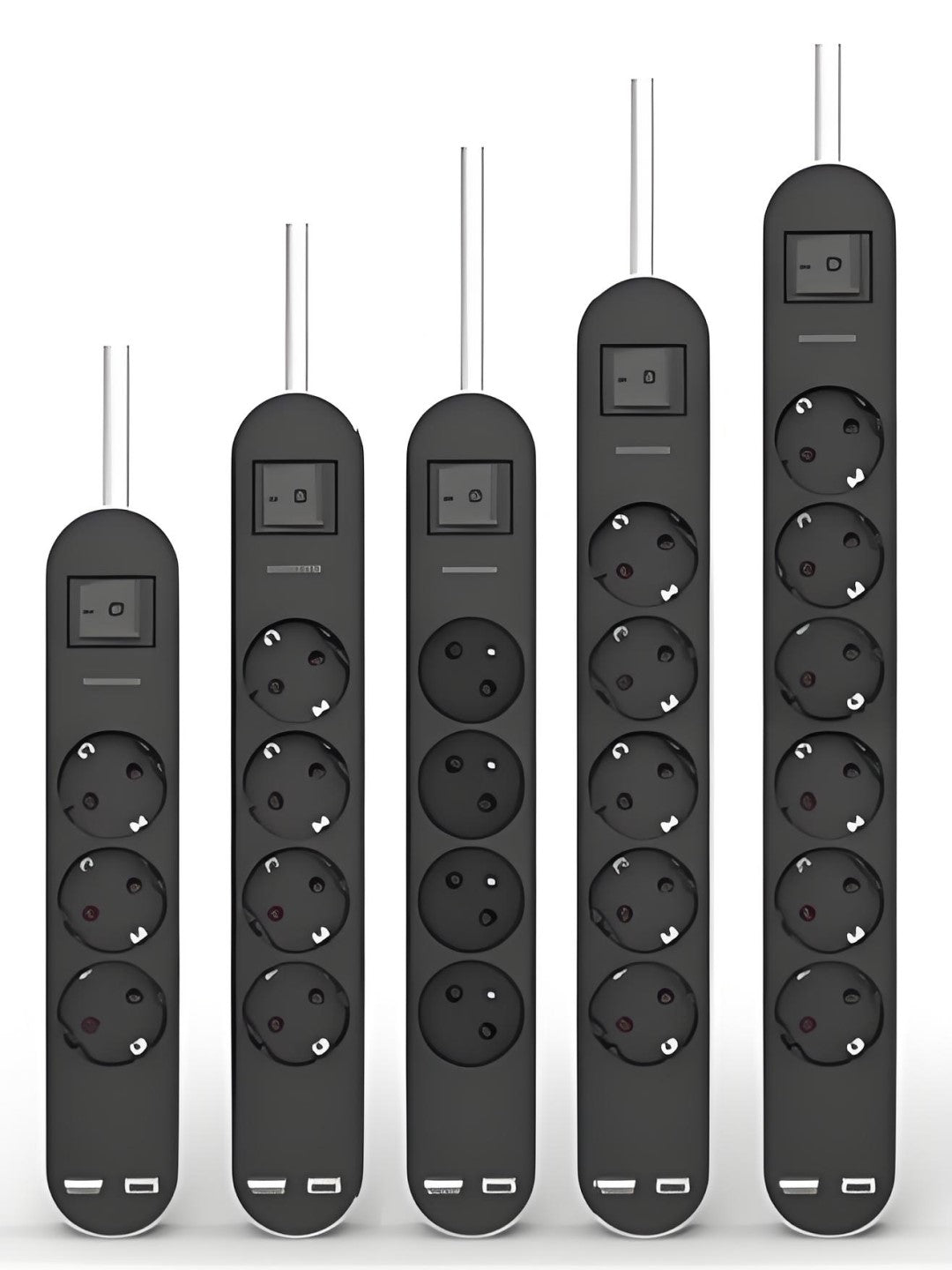 UCOMEN 3-6 WAY SCHUKO SOCKETS, WITH SWITCH, A+C USB PORTS 5Vd.c. 2.4A/3.4ATOTAL (SURGE PROTECTION),16A 3680W