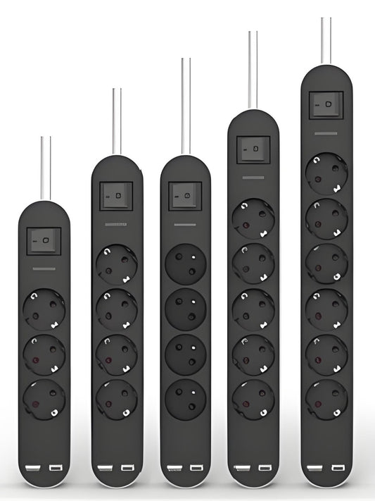UCOMEN 3-6 WAY SCHUKO SOCKETS, WITH SWITCH, A+C USB PORTS 5Vd.c. 2.4A/3.4ATOTAL (SURGE PROTECTION),16A 3680W