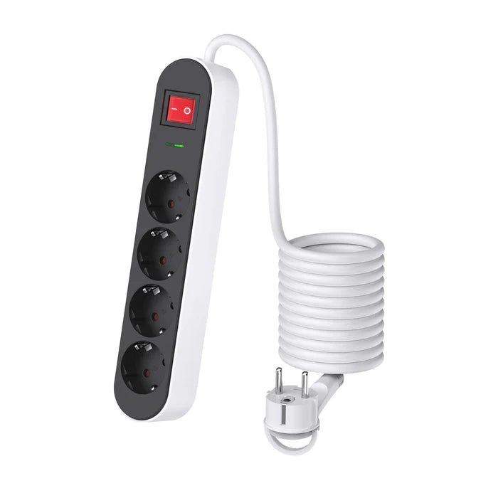 UCOMEN 4/6-OUTLET POWER STRIP,FLAT RING-PLUG, ENHANCED CHILD PROTECTION, 1.5M CABLE, BLACK/BLUE