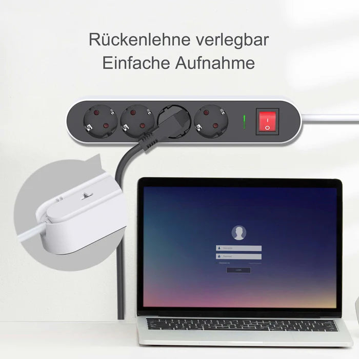 UCOMEN 4/6-OUTLET POWER STRIP,FLAT RING-PLUG, ENHANCED CHILD PROTECTION, 1.5M CABLE, BLACK/BLUE