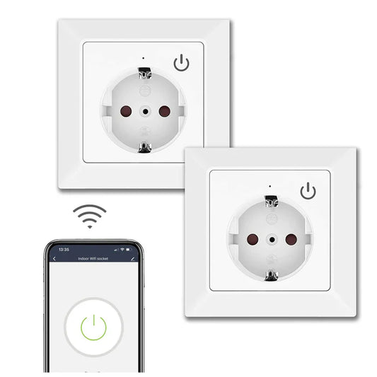 UCOMEN WI-FI SMART SCHUKO SOCKET FLUSH-MOUNTED, 250V~ 16A, COMPATIBLE WITH ALEXA ECHO AND GOOGLE HOME - 2-PACK