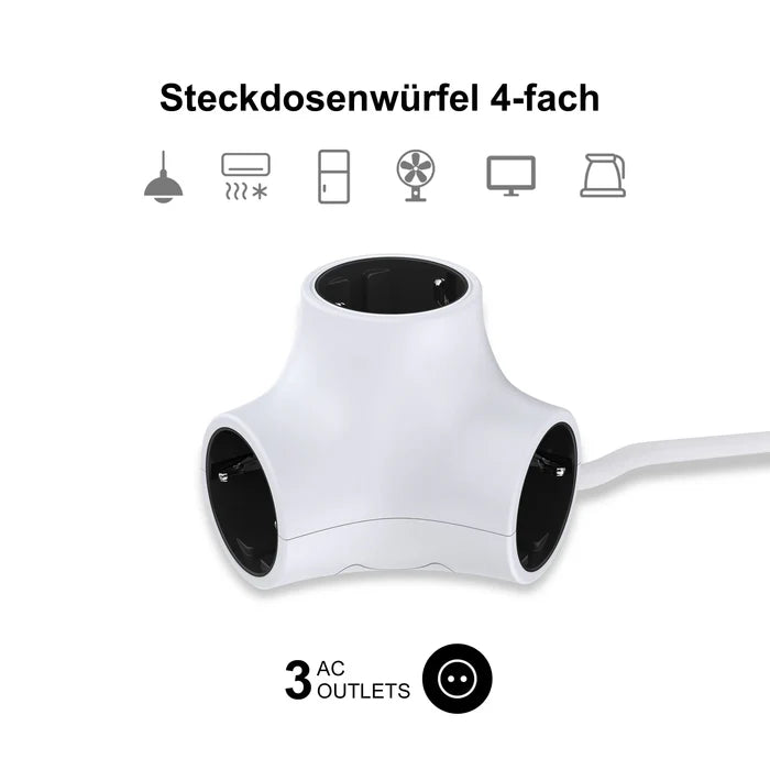 UCOMEN MODULAR POWER CUBE, SURGE PROTECTOR/ USB-A PORT/ INDIVIDUAL SWITCH/ ADDITIONAL OUTLET, 1.5M CABLE, 16A/3680W