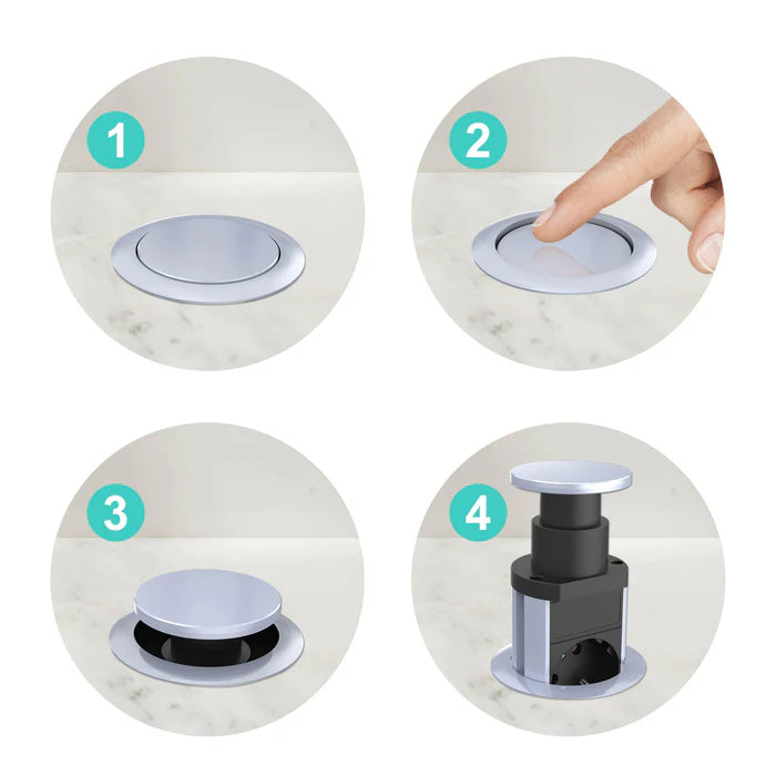 UCOMEN RETRACTABLE POWER TOWER, DESKTOP POWER,3 OUTLET, 2 USB-A, 2M CABLE