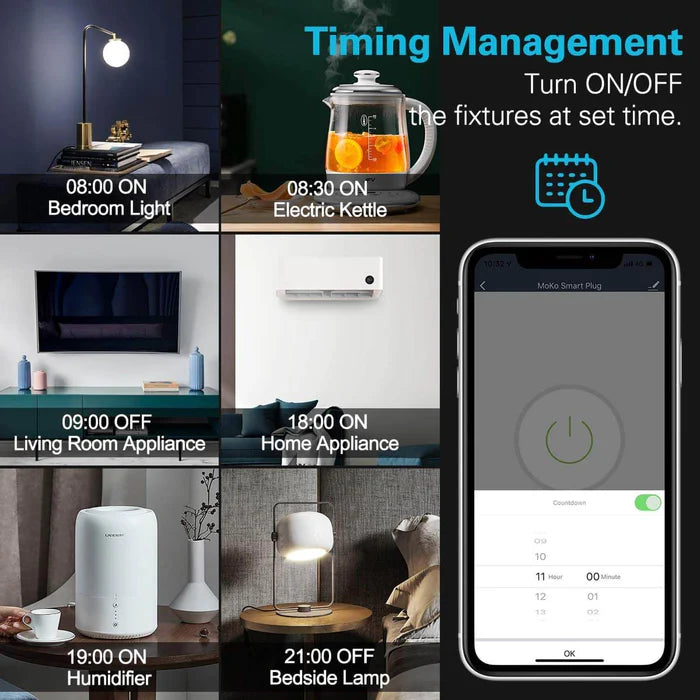 UCOMEN WI-FI SMART SCHUKO SOCKET FLUSH-MOUNTED, 250V~ 16A, COMPATIBLE WITH ALEXA ECHO AND GOOGLE HOME - 2-PACK