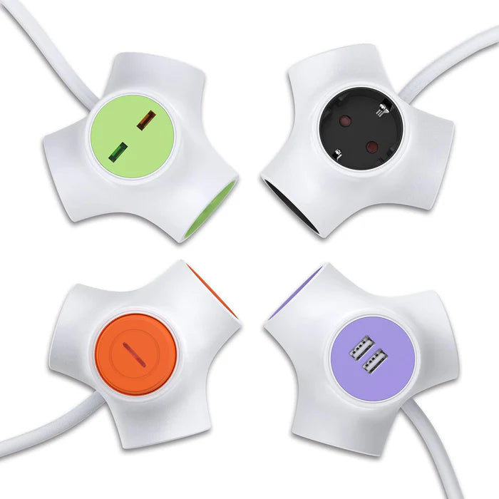 UCOMEN MODULAR POWER CUBE, SURGE PROTECTOR/ USB-A PORT/ INDIVIDUAL SWITCH/ ADDITIONAL OUTLET, 1.5M CABLE, 16A/3680W