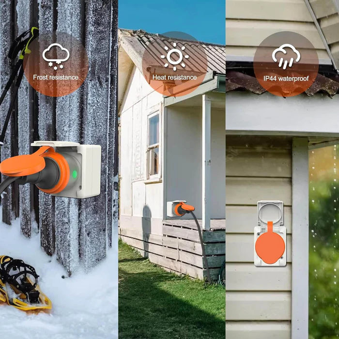 UCOMEN OUTDOOR REMOTE CONTROL SOCKET BUNDLE, 2 IP44 SOCKETS + 1 REMOTE CONTROLLER, PROGRAMMABLE REMOTE CONTROL SET, 16A/3680W