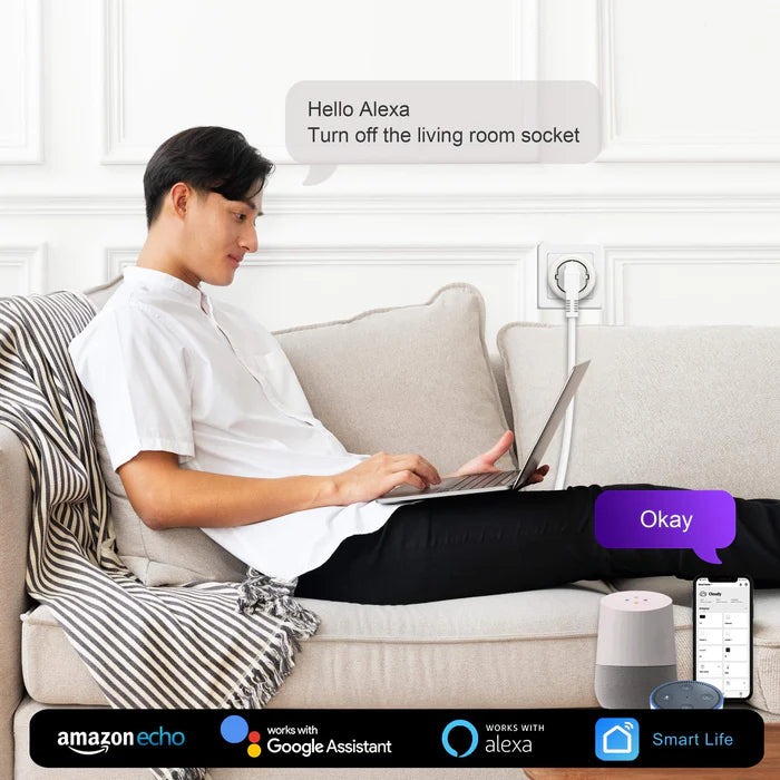 UCOMEN WI-FI SMART SOCKET, POWER MEASUREMENT, TIMER, VOICE AND REMOTE CONTROL, 16A WIFI PLUG COMPATIBLE WITH ALEXA AND GOOGLE HOME, SMART LIFE APP, 2.4GHZ, 1/2/4 PACK