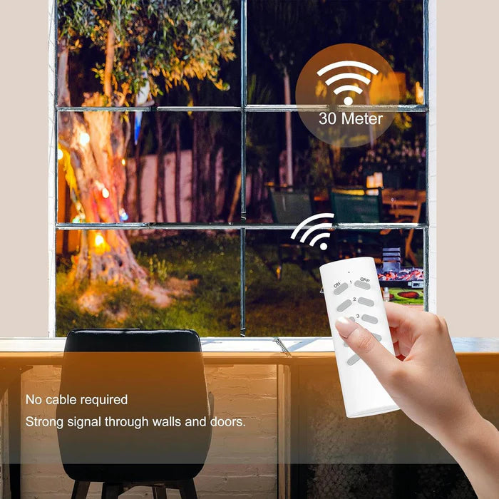 UCOMEN OUTDOOR REMOTE CONTROL SOCKET BUNDLE, 2 IP44 SOCKETS + 1 REMOTE CONTROLLER, PROGRAMMABLE REMOTE CONTROL SET, 16A/3680W